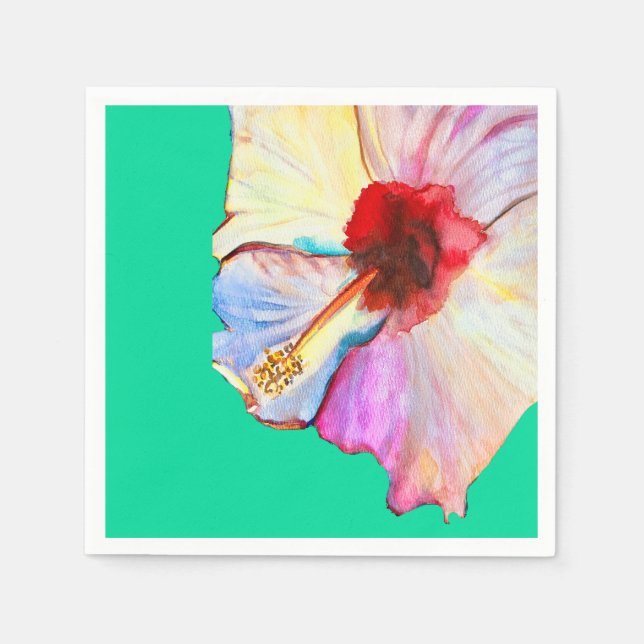 Serviette En Papier art aquarelle d'hibiscus d'été (Devant)