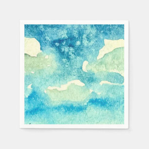 Serviette En Papier Art Aquarelle Nuages