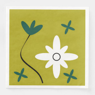Serviette En Papier Art botanique abstrait de fleur de marguerite mini
