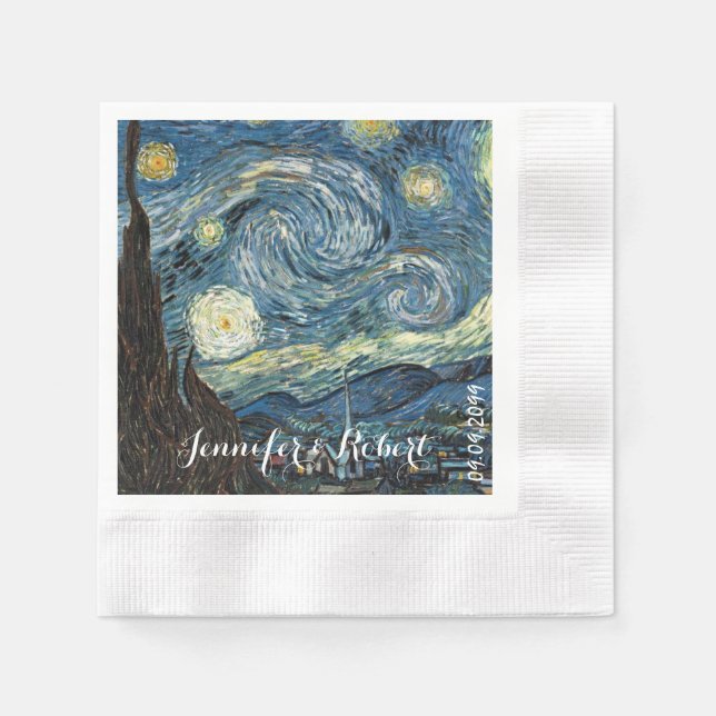 Serviette En Papier Art célèbre - Starry Night par Vincent van Gogh. (Devant)