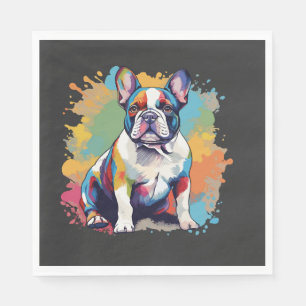 Serviette En Papier Art coloré de Bouledogue français pour les amoureu