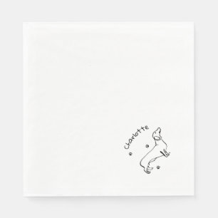 Serviette En Papier Art Dachshund Minimaliste - Votre texte, votre sty