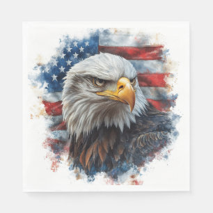 Serviette En Papier Art de drapeau patriotique d'aigle américain 