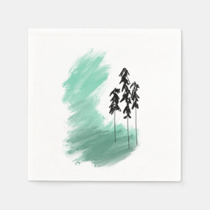 Serviette En Papier art de l'arbre vert scandinave simple moderne ment