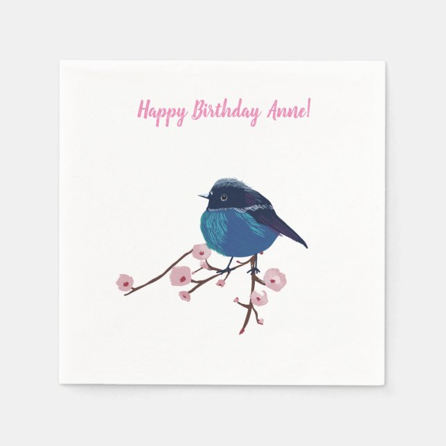 Serviette En Papier Art de l'oiseau bleu (Devant)