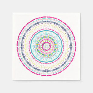 Serviette En Papier Art de mandala coloré vibrant