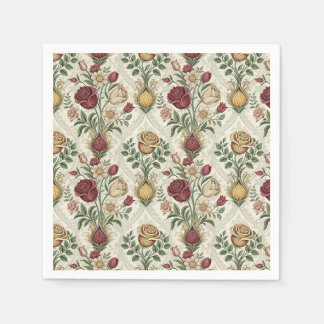 Serviette En Papier Art de motif floral de damas et rose anglaise vint