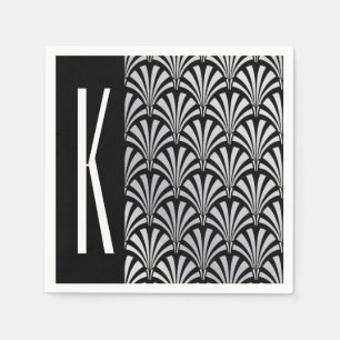Serviette En Papier Art déco argenté et noir
