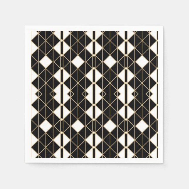 Serviette En Papier Art Deco Black and Gold Geometric luxury (Devant)