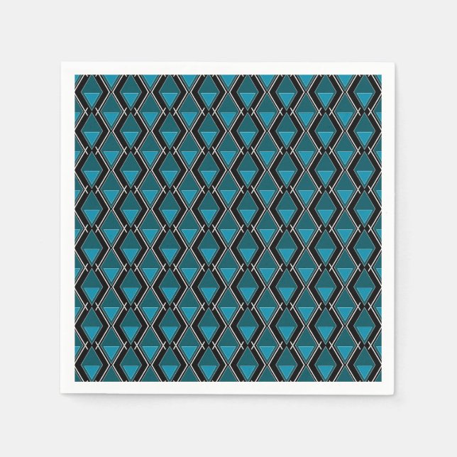 Serviette En Papier art déco de motif bleu noir (Devant)