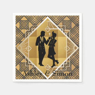 Serviette En Papier Art Déco des années 1920. Flapper.