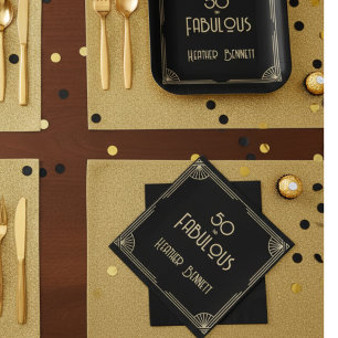 Serviette En Papier Art Déco élégant 50 ans et anniversaire fabuleux