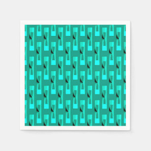 Serviette En Papier Art Déco Géométrique Métallisé - Paon et Turquoise