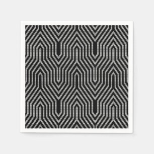 Serviette En Papier Art Déco Géométrique - noir et blanc