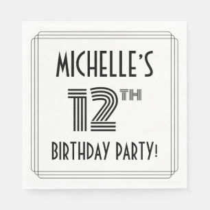 Serviette En Papier Art Déco Inspiré 12ème Anniversaire Fête, Nom pers