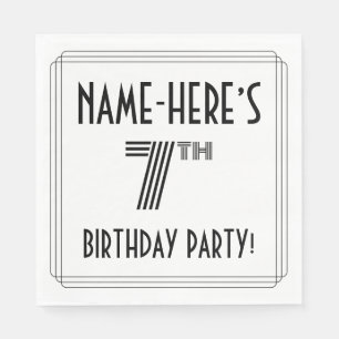 Serviette En Papier Art Déco Inspiré 7e fête d'anniversaire, Nom perso