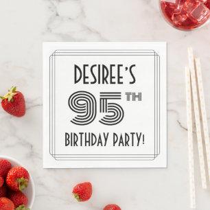 Serviette En Papier Art Déco Inspiré 95ème Anniversaire Fête, Nom pers