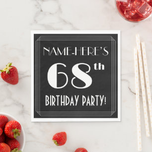 Serviette En Papier Art Déco Look 68e fête d'anniversaire avec nom per
