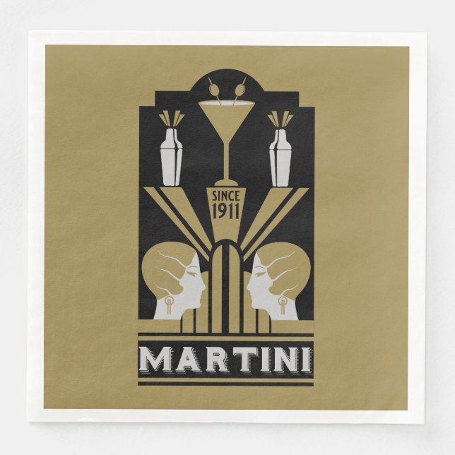 Serviette En Papier Art Déco Martini (Devant)