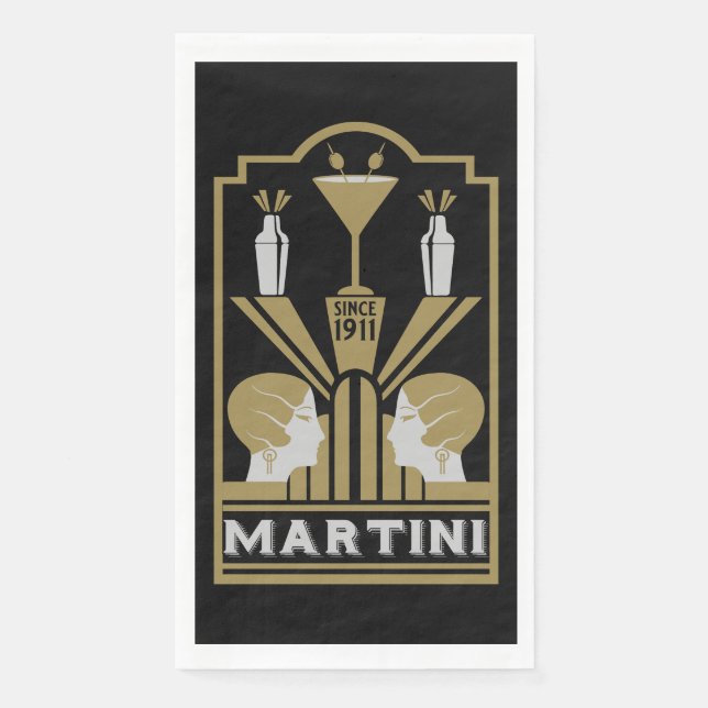 Serviette En Papier Art Déco Martini (Devant)