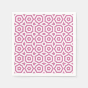 Serviette En Papier art déco motif rose blanc géométrique