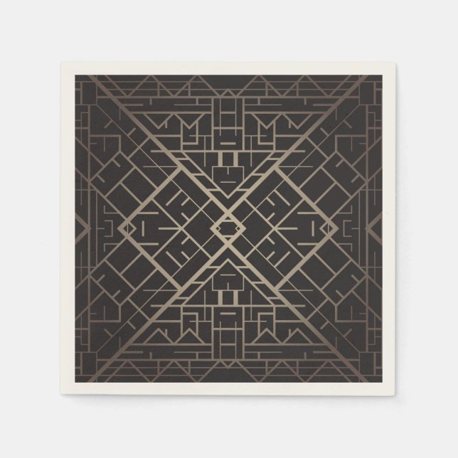 Serviette En Papier Art déco, nouveau, argent, noir, élégant, chic, mo (Devant)