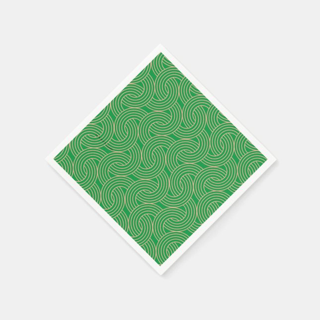 Serviette En Papier Art déco orné vert et or (Coin)