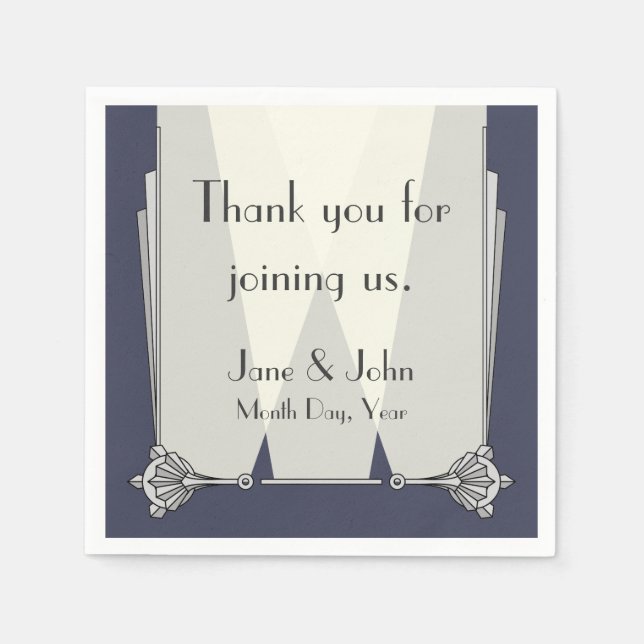 Serviette En Papier Art déco swanky en Napkin bleu (Devant)