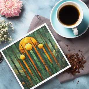 Serviette En Papier Art Déco Turquoise Green Gold Sun