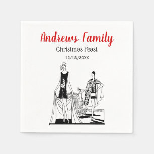 Serviette En Papier Art déco vintage Dames branchées à la plage