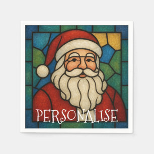 Serviette En Papier Art déco vitrail personnalisé de Noël Père Noël