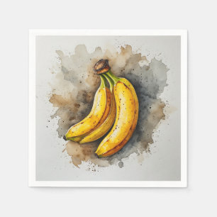 Serviette En Papier Art dramatique de banane à l'aquarelle