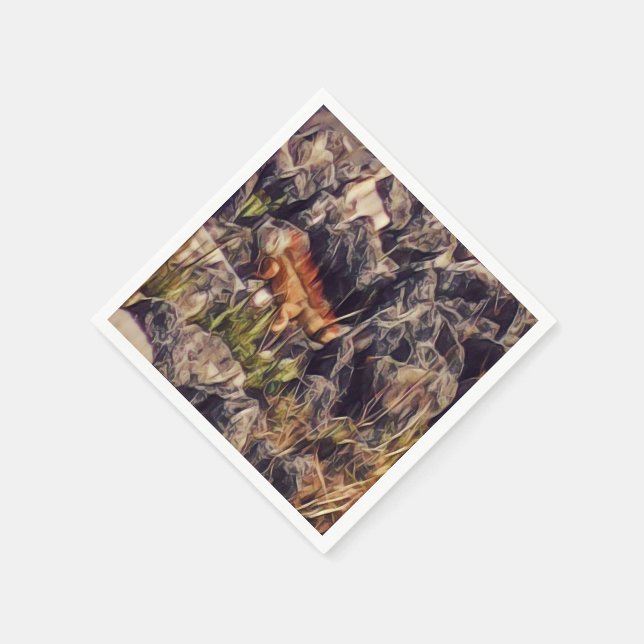 Serviette En Papier Art du guana orange (Coin)