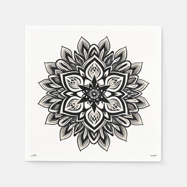 Serviette En Papier art du motif floral mandala (Devant)