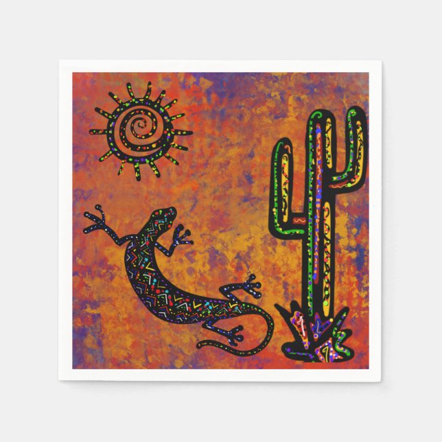 SERVIETTE EN PAPIER ART DU SOUTHWESTERN LIZARD (Devant)