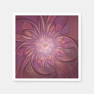 Serviette En Papier Art floral fractal moderne abstrait couleurs de ba