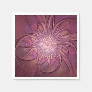 Serviette En Papier Art floral fractal moderne abstrait couleurs de ba