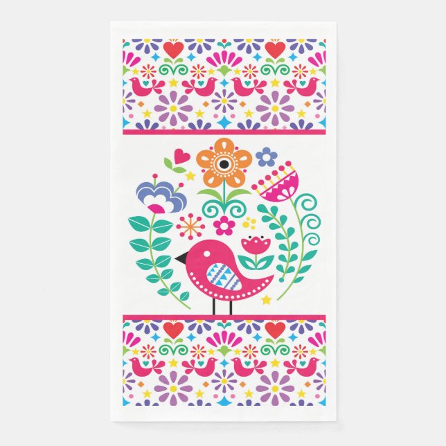 Serviette En Papier Art folklorique scandinave (Devant)
