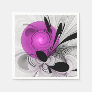 Serviette En Papier Art fractal abstrait gris magenta