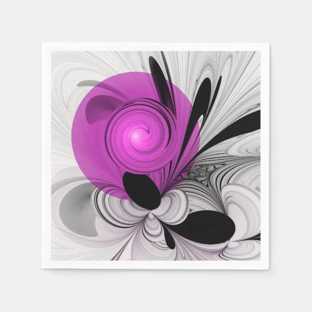 Serviette En Papier Art fractal abstrait gris magenta (Devant)
