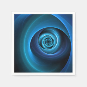 Serviette En Papier Art fractal abstrait moderne aux couleurs bleues e