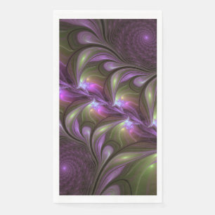 Serviette En Papier Art fractal abstrait violet pourpre kaki coloré
