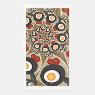 Serviette En Papier Art fractal de brunch drôle, tomates, œufs