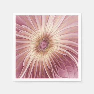 Serviette En Papier Art fractal de fleurs abstraites et nuances de bor
