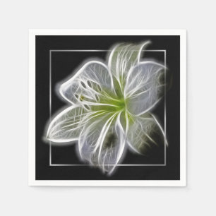 Serviette En Papier Art fractal de la stupéfiante Lilie blanche Noir