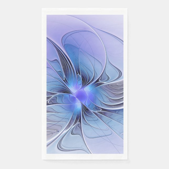 Serviette En Papier Art fractal moderne abstrait bleu lavande (Devant)
