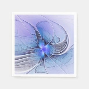 Serviette En Papier Art fractal moderne abstrait bleu lavande