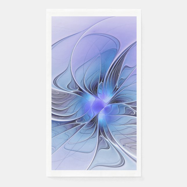 Serviette En Papier Art fractal moderne abstrait bleu lavande (Devant)