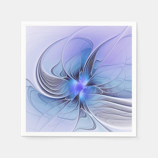 Serviette En Papier Art fractal moderne abstrait bleu lavande (Devant)