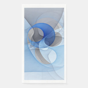 Serviette En Papier Art graphique fractal abstrait bleu gris moderne